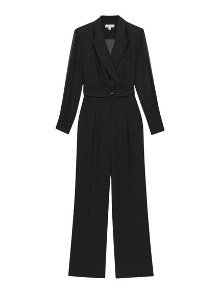 Flora Sheer Belted Double Breasted Jumpsuit